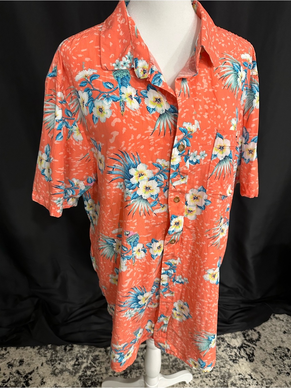 Billabong Coral Tropical Floral Short-Sleeve Button-Down Shirt